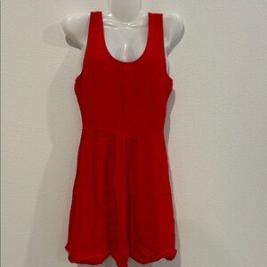 Elegant Red Bubble Sleeveless Dress with Plunging Open Back